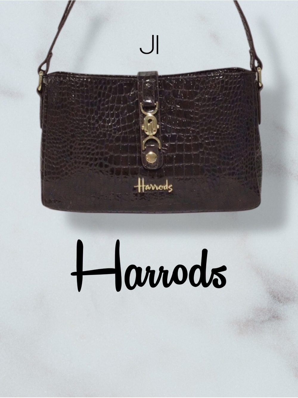 HARRODS LONDON Croc-Embossed Crossbody Bag